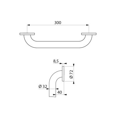 Barre de douche droite avec coulisseau pour PMR Ø 32 (réf. 5460P2) - DELABIE