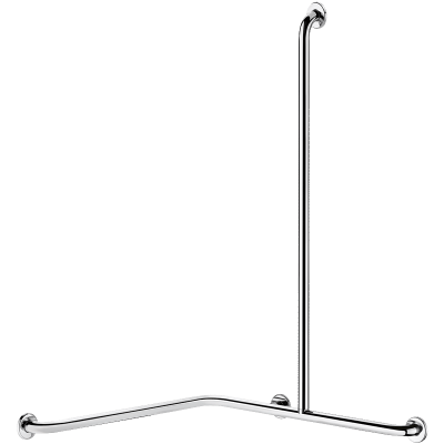 Barre de douche d'angle avec remontée verticale Inox brillant