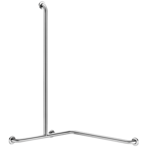 Barre de douche d'angle avec remontée verticale Inox satiné
