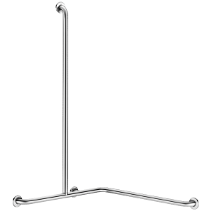 Barre de douche d'angle avec remontée verticale Inox satiné