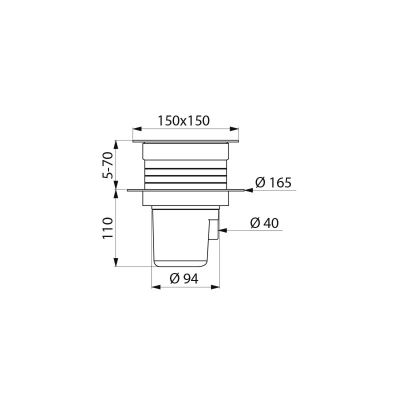 Siphon de sol – Siphon de douche 150 x 150 mm – DN 100 – avec siphon et  tapis d'étanchéité – (323 N+391/1)