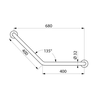 Barre d'Appui coudée 135° Presto Inox Brossé 