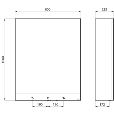 Miroir rectangulaire de toilette Inox H. 600 mm (réf. 3458) - DELABIE