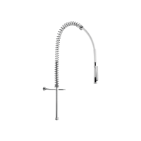 433420-Combiné de prélavage blanc sans robinetterie avec colonne courte