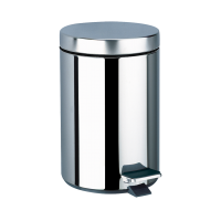 450P-Poubelle de salle de bains à pédale, ronde Inox, 5 litres