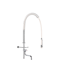 433422-Combiné de prélavage blanc sans robinetterie avec colonne courte