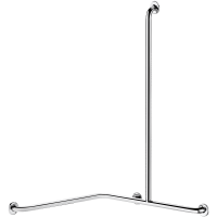 5481DP2-Barre de douche d'angle avec remontée verticale Inox brillant
