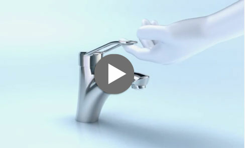 Ergonomie : mitigeur de lavabo avec levier Hygiène pour commande sans contact manuel