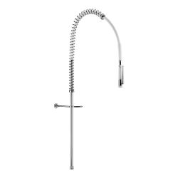 433020-Combiné de prélavage blanc sans robinetterie avec colonne longue